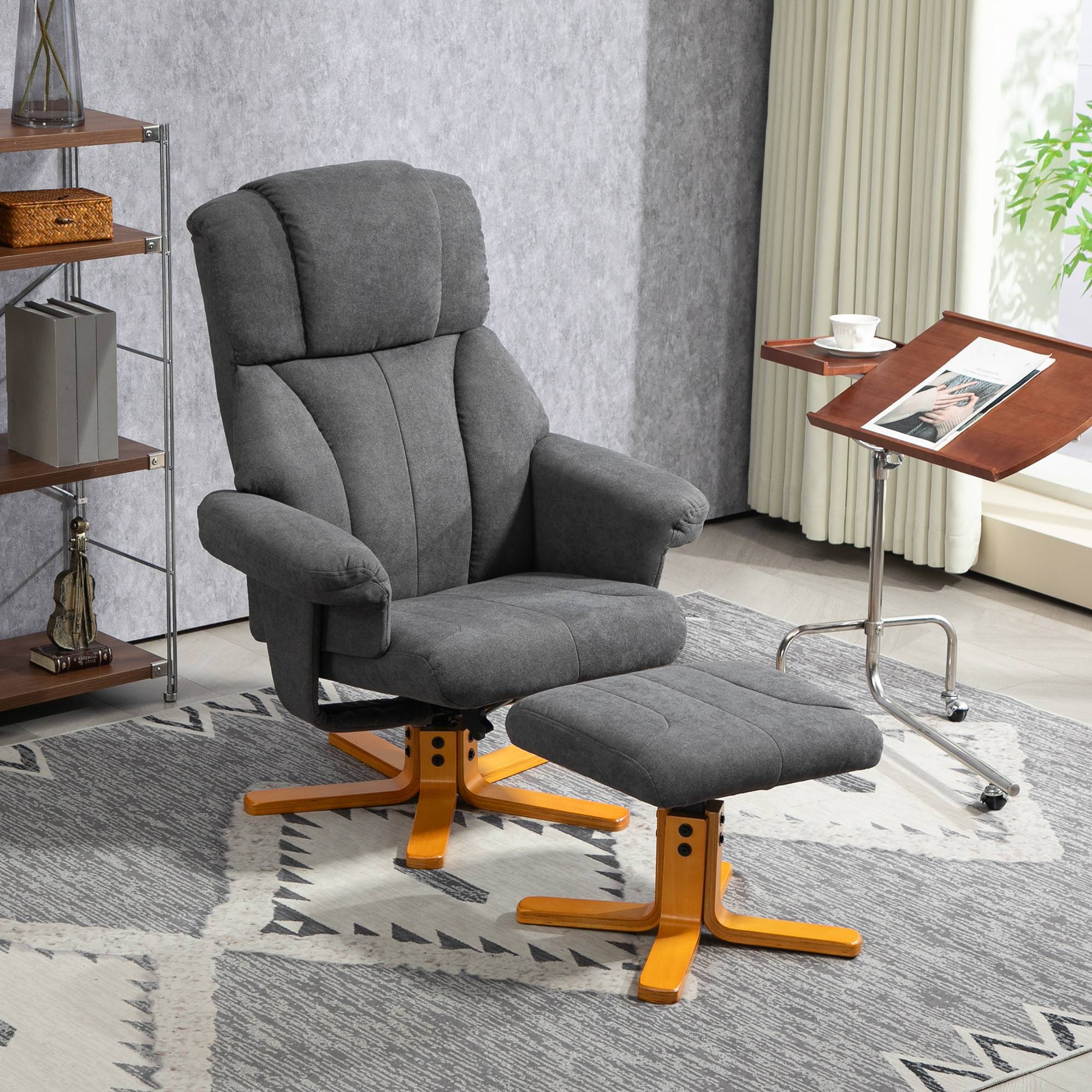 Sans Marque - Fauteuil relax avec repose-pied, fauteuil de relaxation, dossier inclinable, assise rembourrée, 79x80x104cm, gris foncé - Image 3