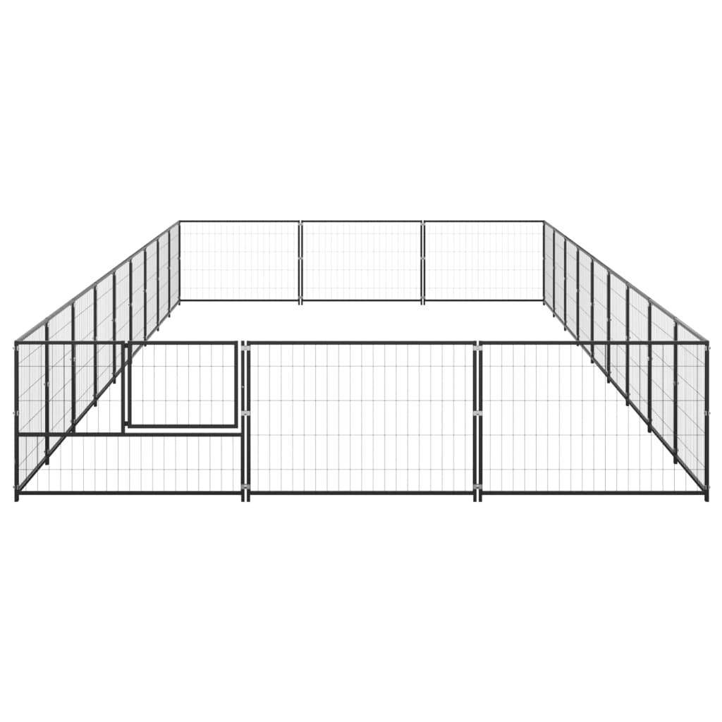 Helloshop26 - Chenil extérieur cage enclos parc animaux chien noir 27 m² acier - Imagen 4