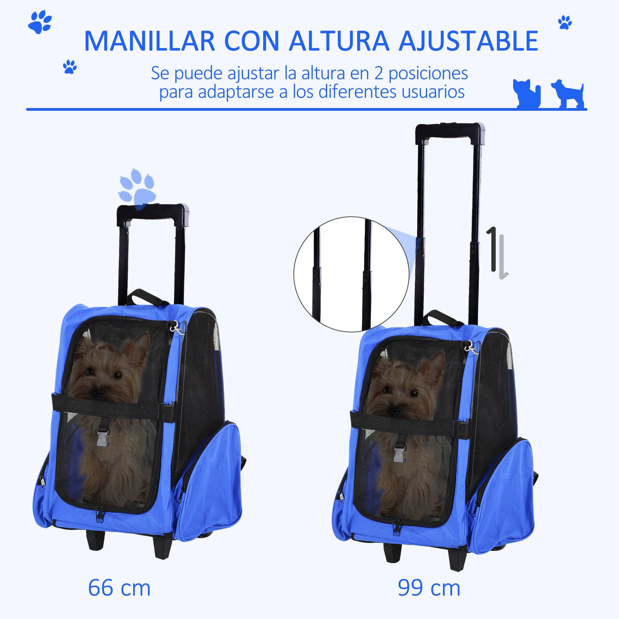 Sac de transport 2 en 1 pour chien chat tissu Oxford poussette chariot 42x25x55 cm Bleu - ComfortXL Outdoor Living - Image 7