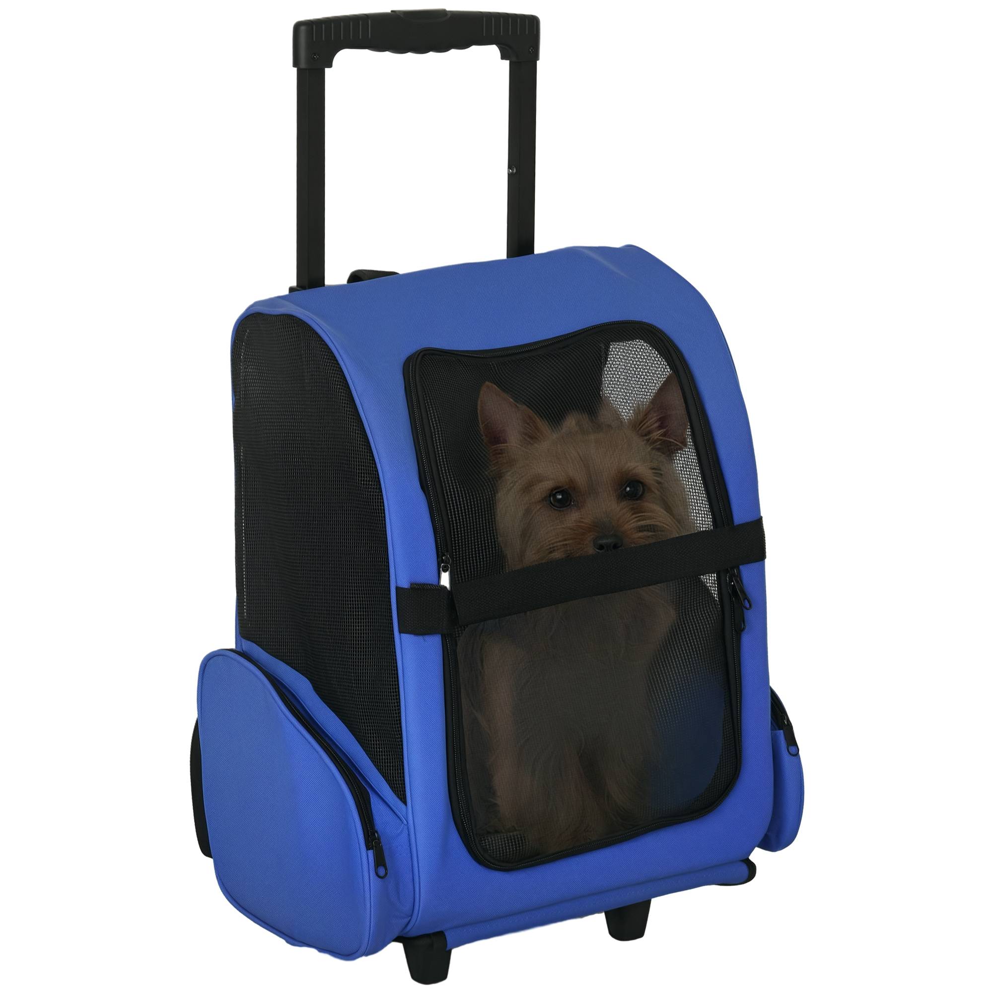 Sac de transport 2 en 1 pour chien chat tissu Oxford poussette chariot 42x25x55 cm Bleu - ComfortXL Outdoor Living - Image 1