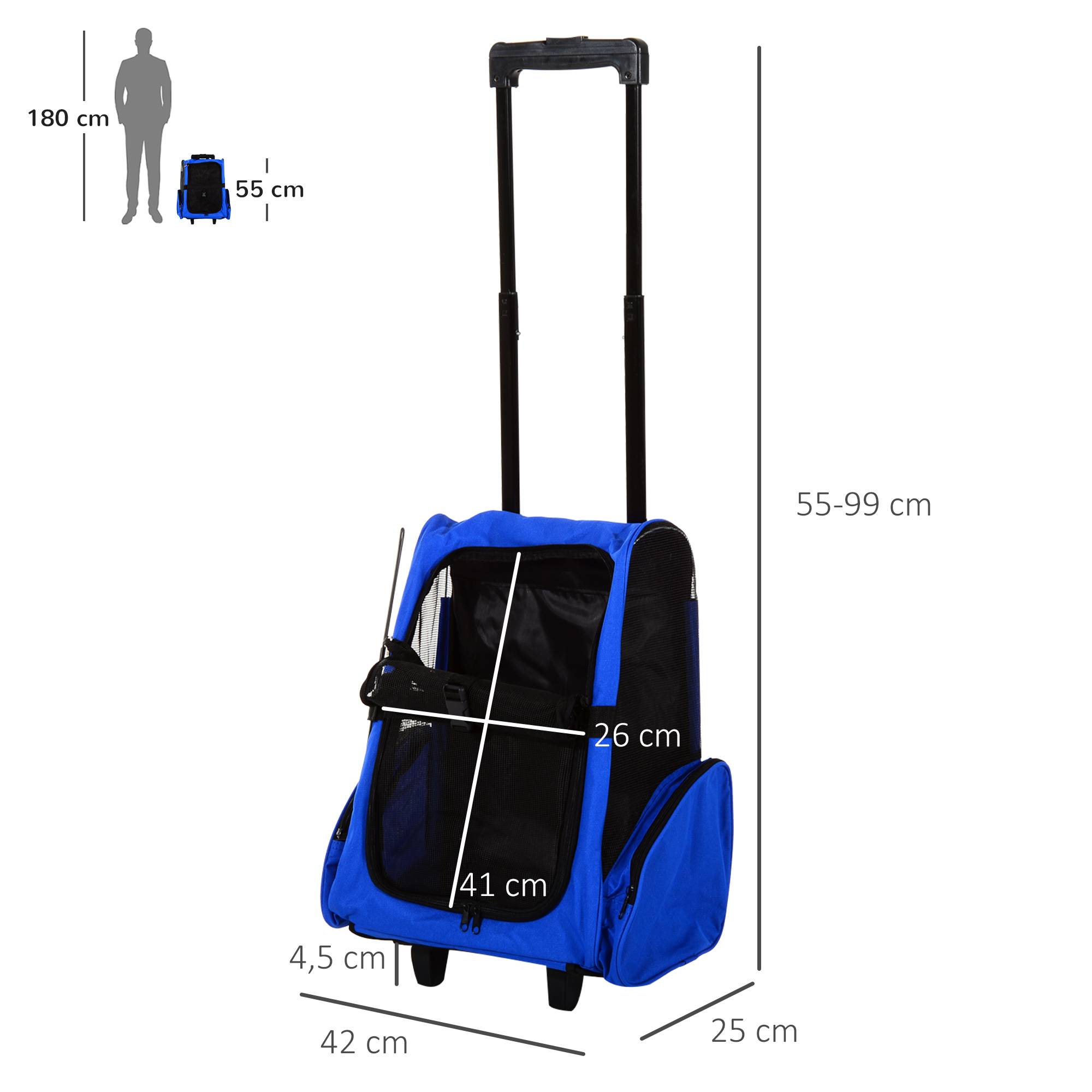Sac de transport 2 en 1 pour chien chat tissu Oxford poussette chariot 42x25x55 cm Bleu - ComfortXL Outdoor Living - Image 5