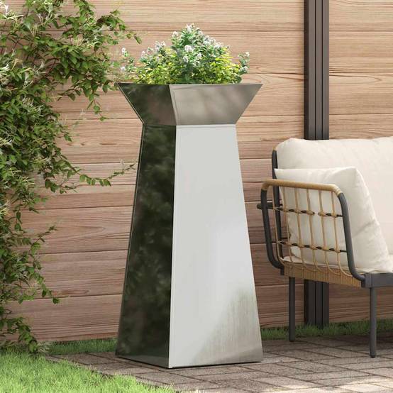 ComfortXL - Grande Jardinière Colonne 100cm Acier Argent, Pot Haut Design Pilier pour Plantes, Décoration Extérieure Moderne – ComfortXL Outdoor Living - Image 1
