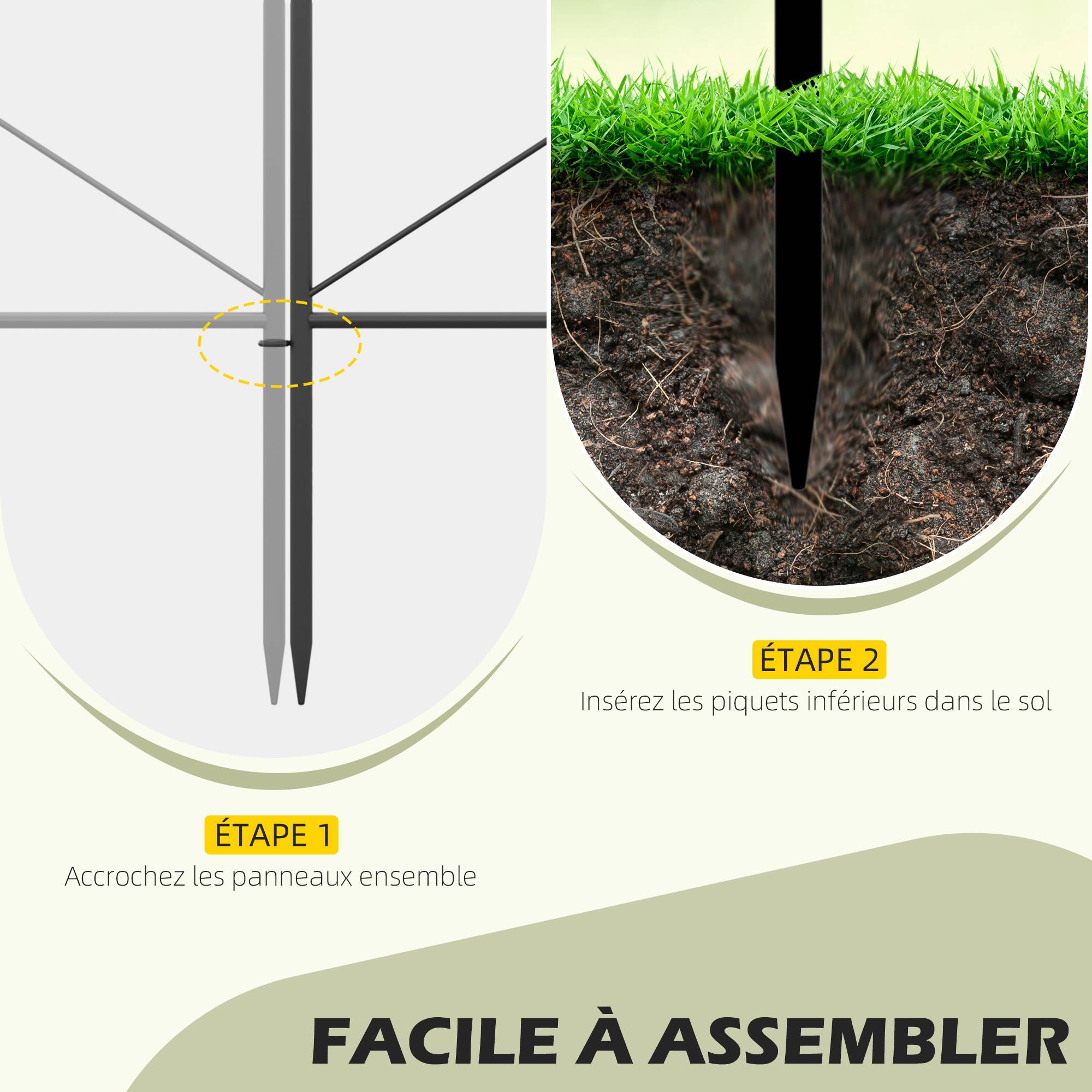 Outsunny - Lot de 5 clôtures de jardin décoratives en métal avec ornements - dim. totales 305L x 62H cm - noir - Outsunny - Imagen 4
