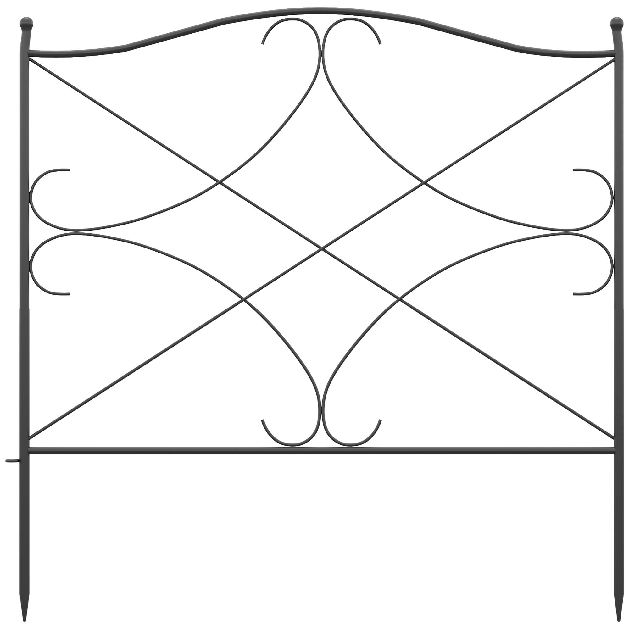 Outsunny - Lot de 5 clôtures de jardin décoratives en métal avec ornements - dim. totales 305L x 62H cm - noir - Outsunny - Imagen 9