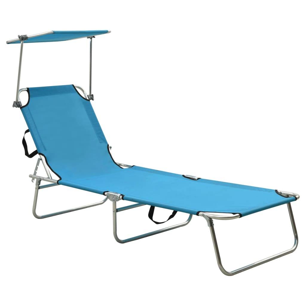 ComfortXL - Transat Aluminium Pliable Pare-Soleil Bleu – ComfortXL Outdoor Living