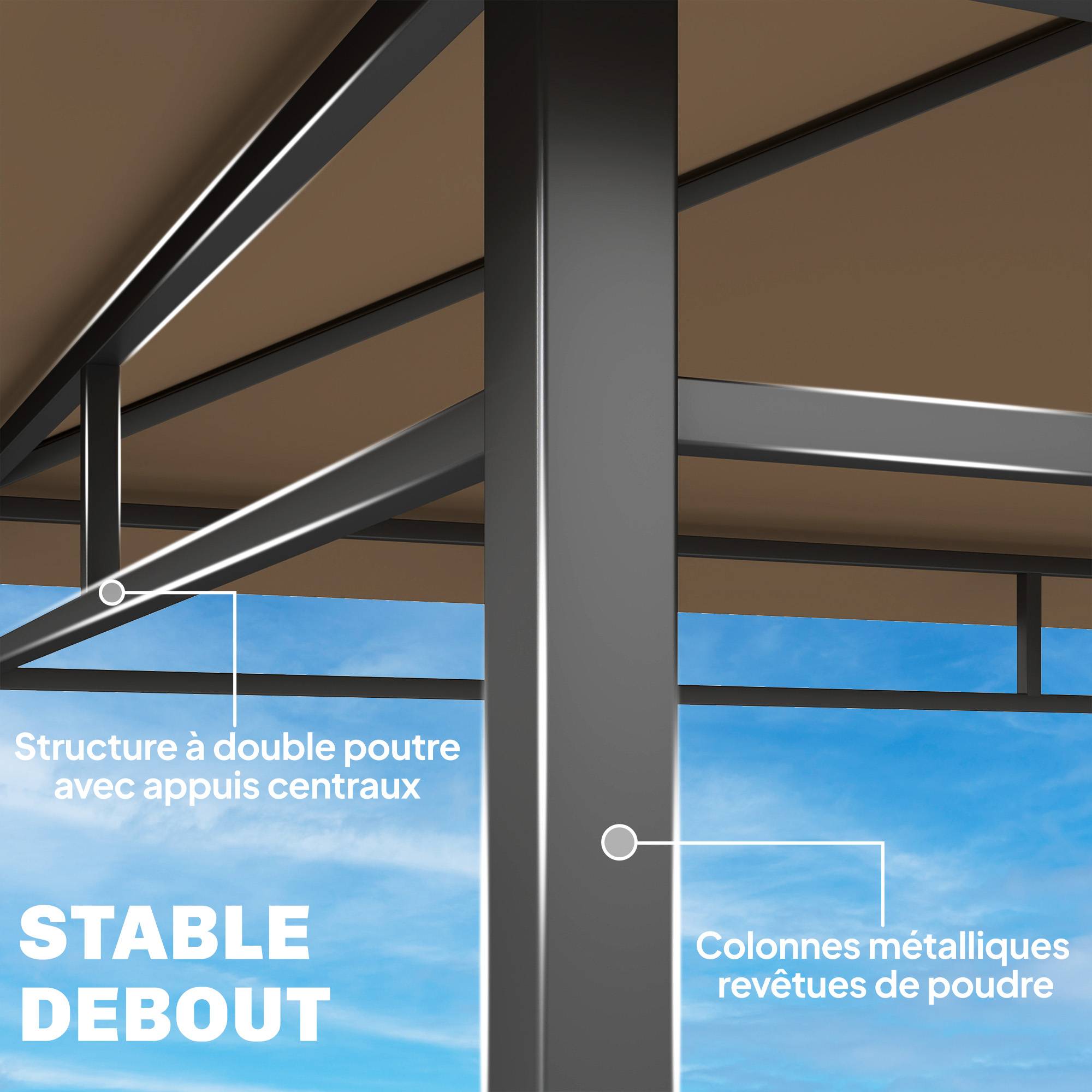 ComfortXL - Abri pour barbecue Métal 245x146cm Marron Toit double ventilé avec étagères latérales - ComfortXL Outdoor Living - Image 8