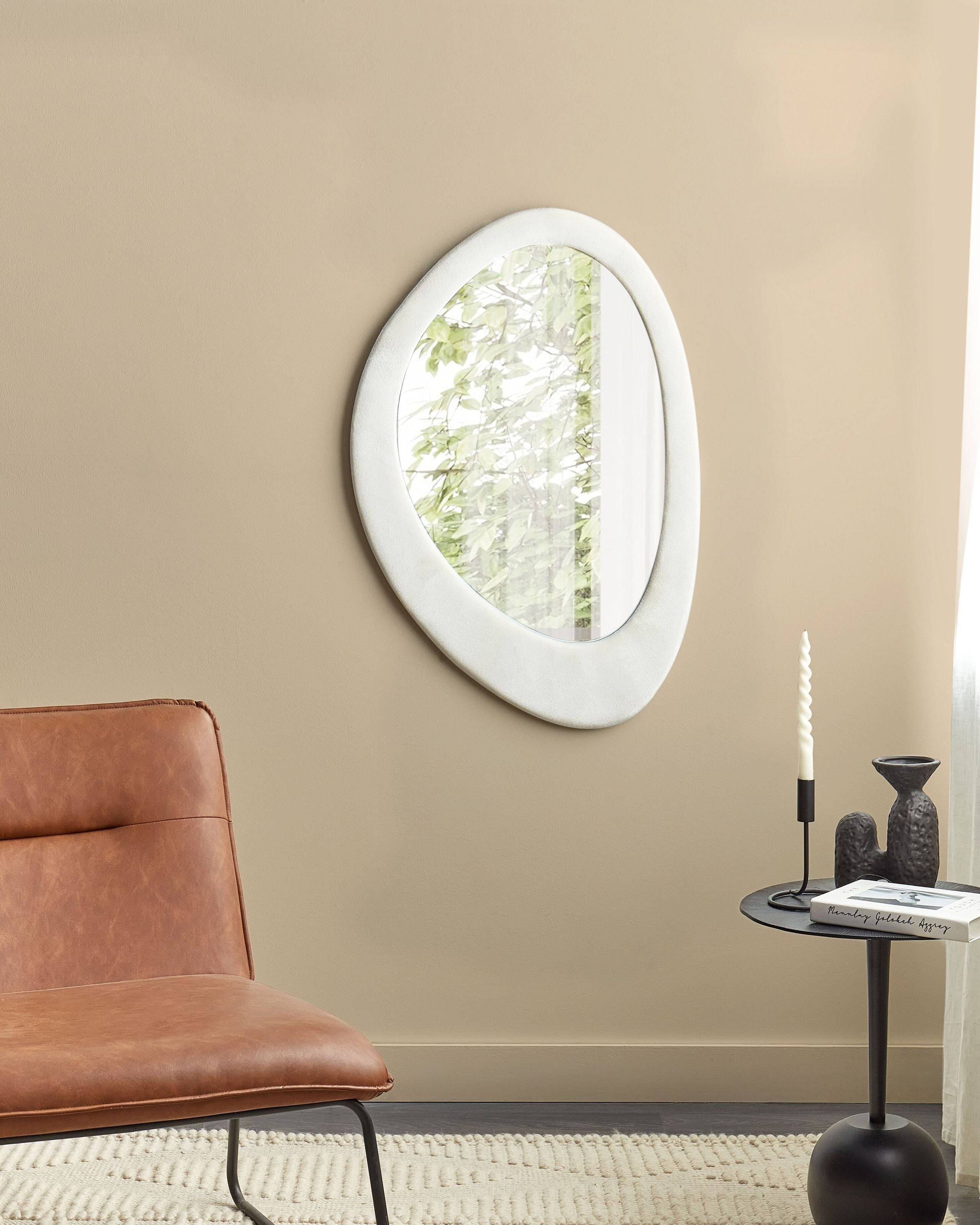 Beliani - Miroir Velours Blanc cassé AUDES - 60x4x90- Beliani - Image 1