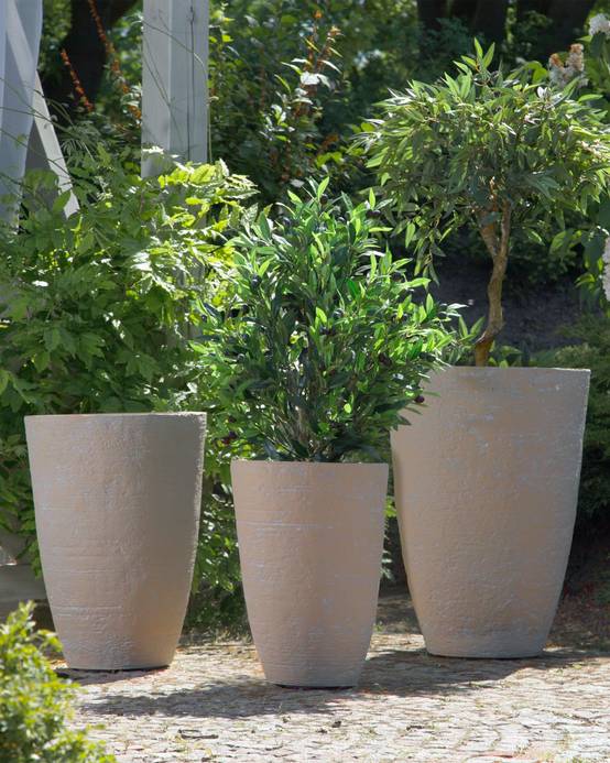 Beliani - Cache-pot d'extérieur Fibre d'argile Beige CAMIA - 43x43x60- Beliani - Image 1