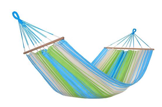 Jobek - Hamac KOLOR 300x100 cm en Polypropylène Vert Bleu Écru certifié FSC 100% JOBEK - Image 1