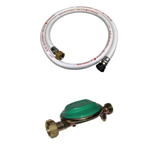 Kit Tuyau flexible de gaz 1.5 m à embouts mécaniques 25mm + Détendeur Butane 28mbar 1.3kg/h – Normes NF | sweeek - Image 1