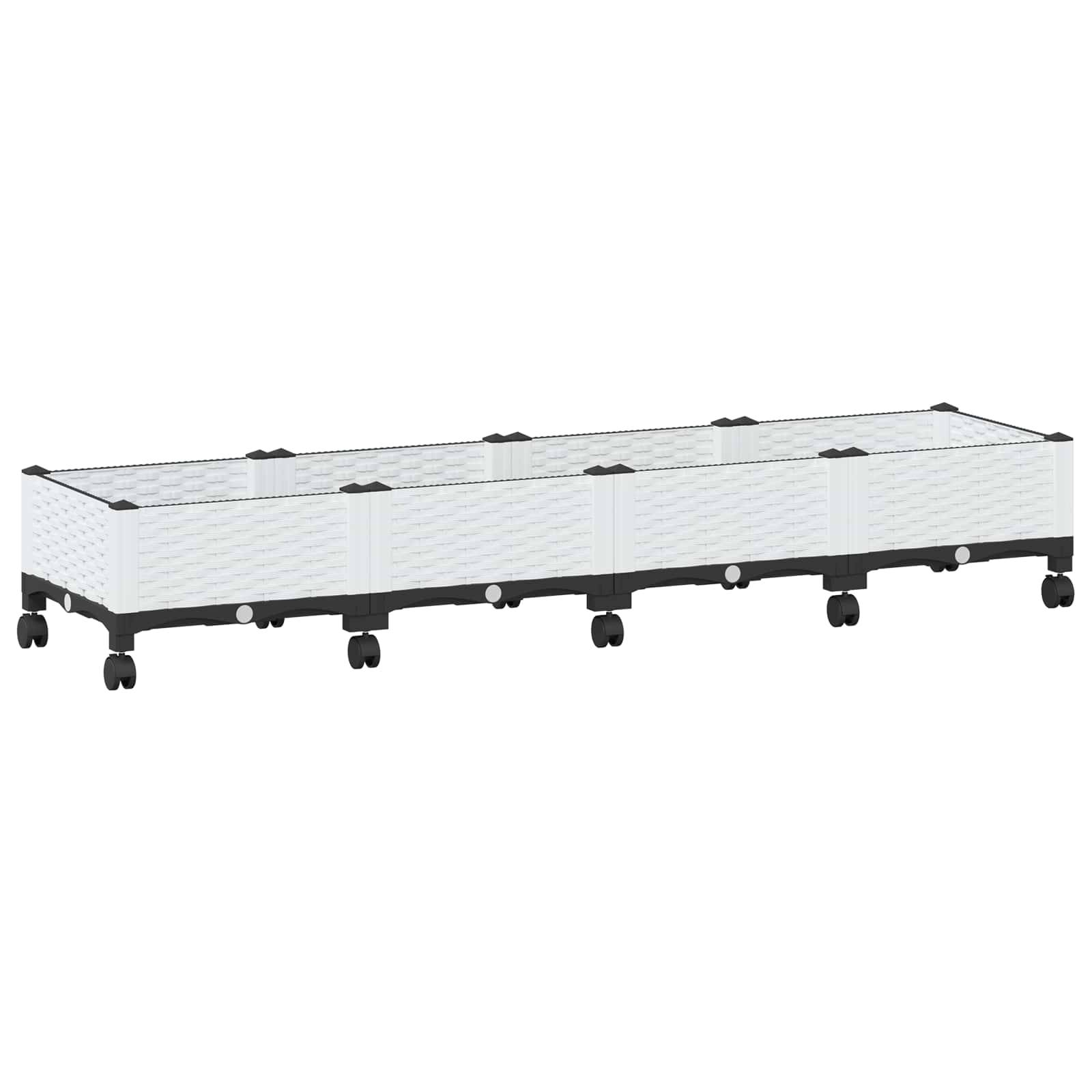 ComfortXL - Grand bac à fleurs en polypropylène pour terrasse avec drainage et roulettes 160cm blanc - ComfortXL Outdoor Living - Image 2