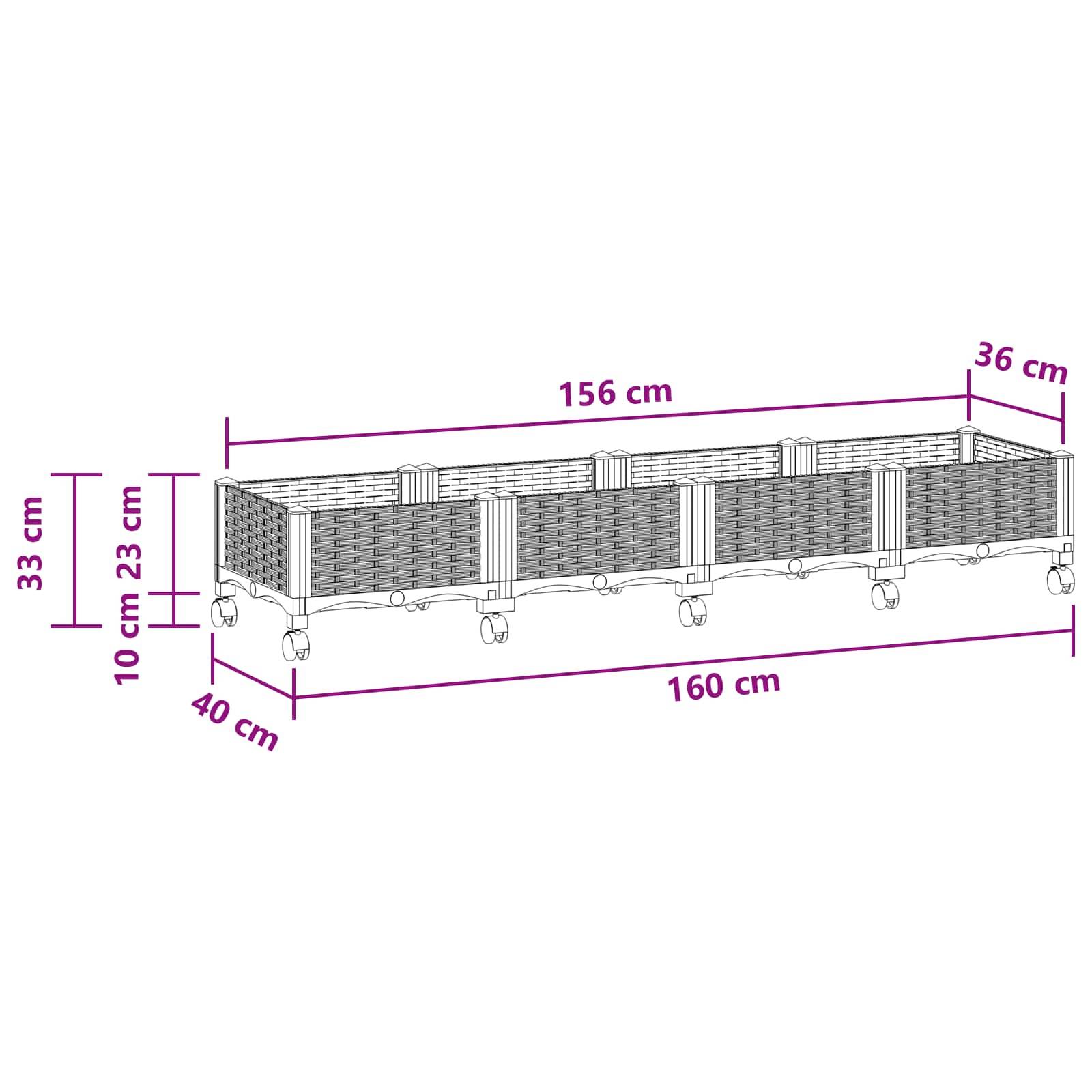 ComfortXL - Grand bac à fleurs en polypropylène pour terrasse avec drainage et roulettes 160cm blanc - ComfortXL Outdoor Living - Image 8