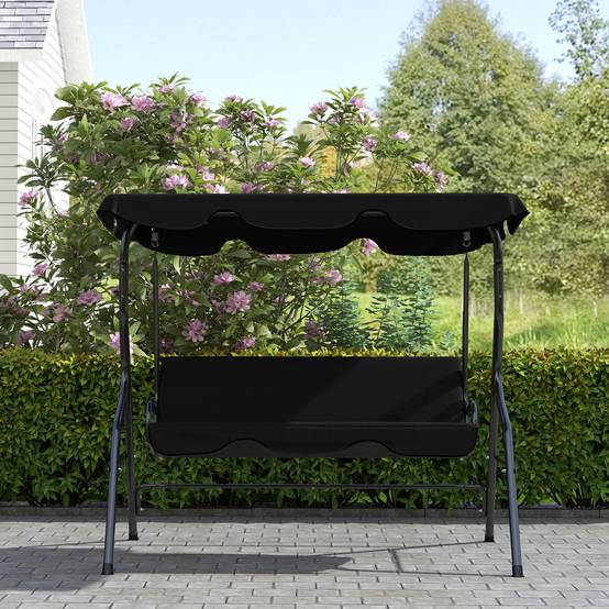 Balancelle 3 places acier jardin extérieur toit réglable 170x110x153cm noir - ComfortXL Outdoor Living - Image 9