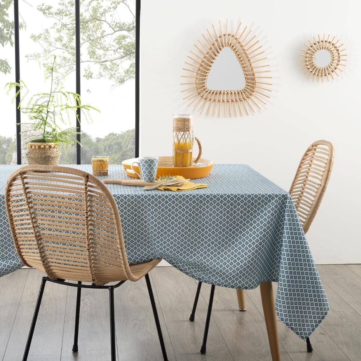 Atmosphera - Nappe anti-tache "Tikal" bleu 140x240cm - Atmosphera Créateur d'intérieur - Imagen 1