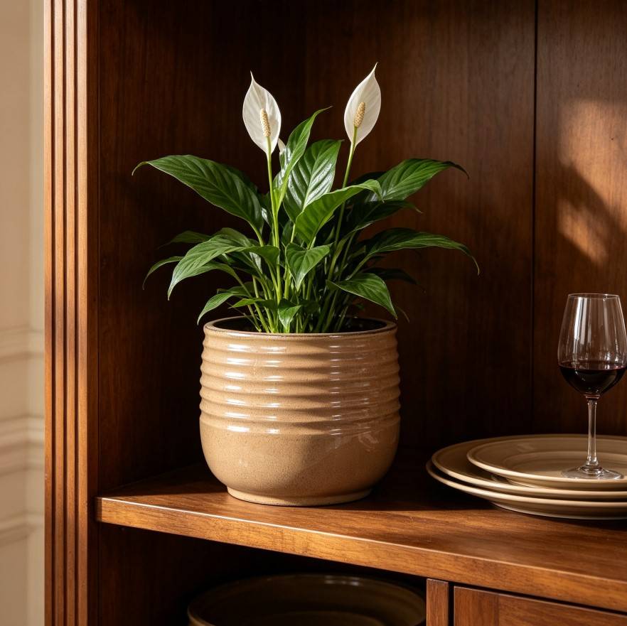 ComfortXL - Pot de fleurs en céramique artisanale intérieur extérieur drainage Ø 20 cm brun clair - ComfortXL Outdoor Living - Image 1