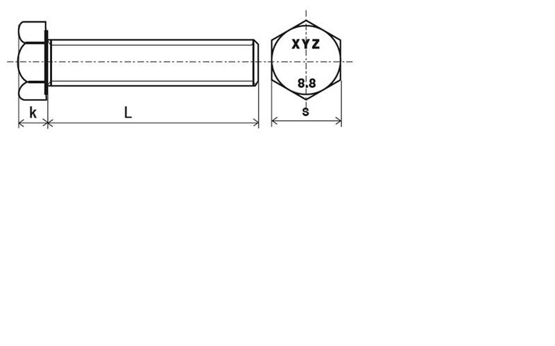 Vis tête hexagonale totalement filetée classe 8,8 Zingué - 12 x 80 mm- Vendu par 50 - Image 2