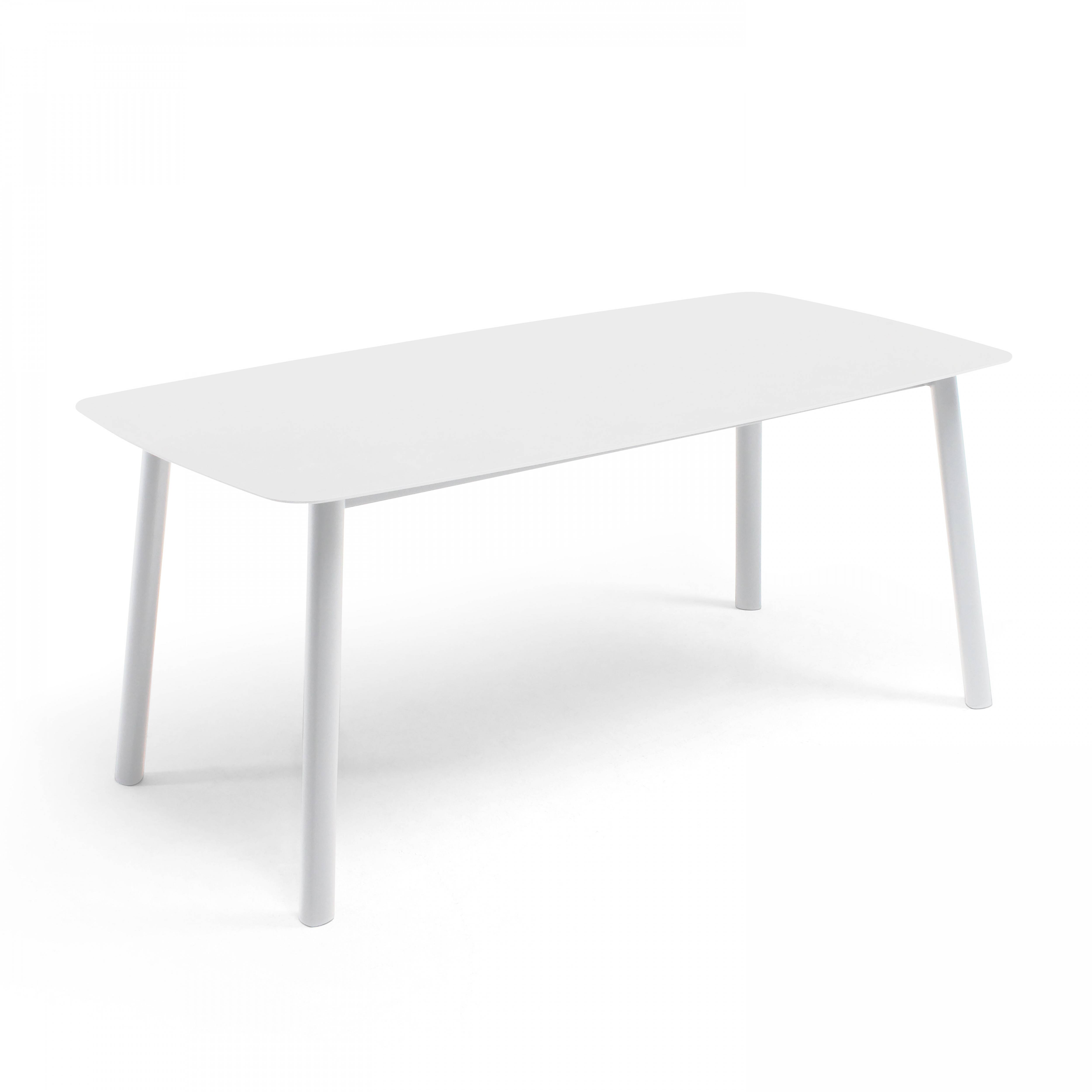 Oviala - Table de terrasse rectangulaire en aluminium et pierre frittée blanc Piedra - Oviala - Imagen 1