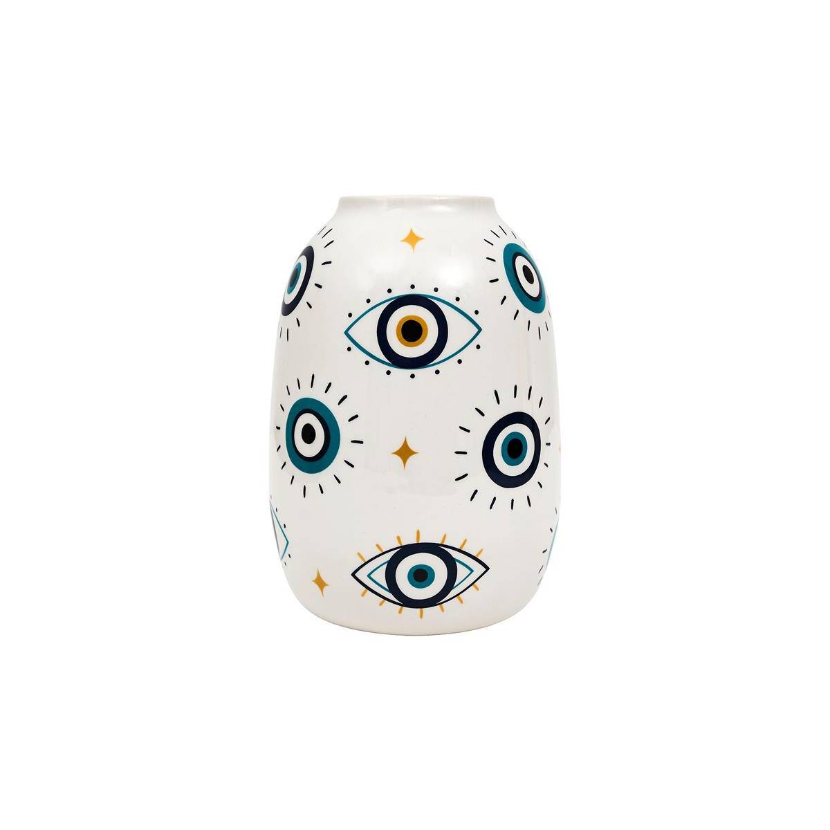 The Home Deco Factory - Vase Design "Louxor" 22cm Bleu & Blanc - Image 2