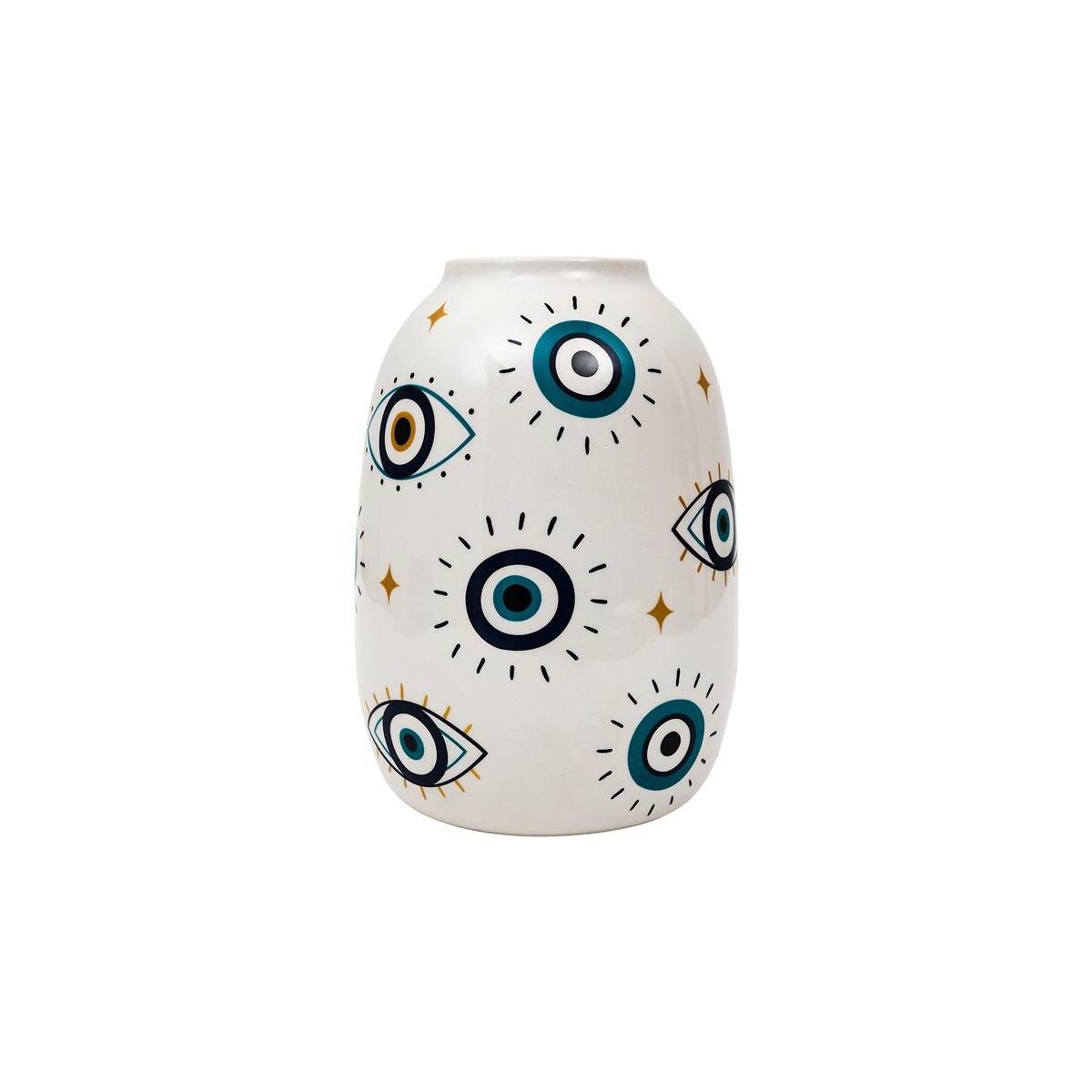 The Home Deco Factory - Vase Design "Louxor" 22cm Bleu & Blanc - Image 1