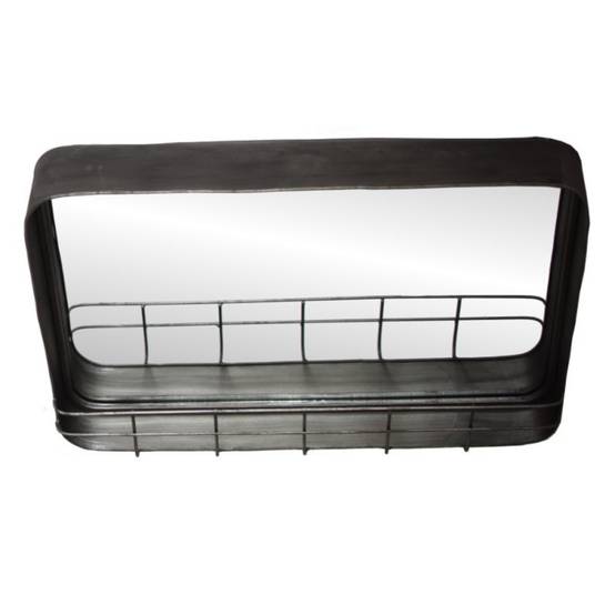 ~ Miroir étagère murale en métal gris 49 x 30 cm Chemin de campagne - Imagen 2