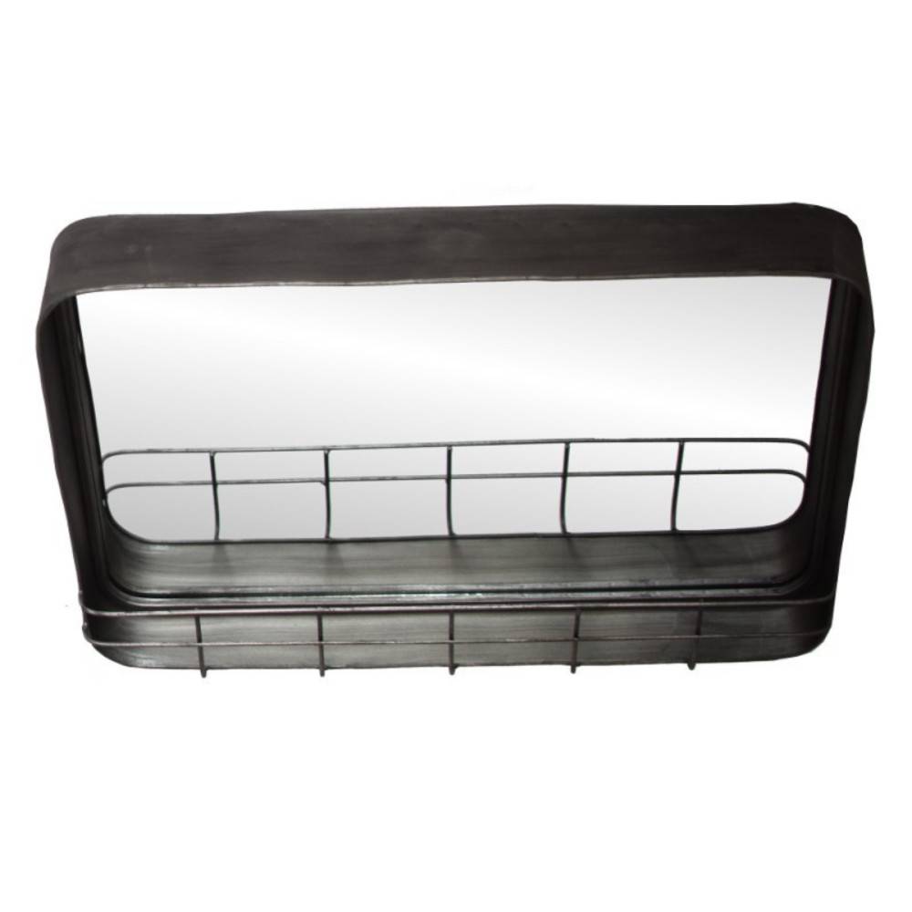 ~ Miroir étagère murale en métal gris 49 x 30 cm Chemin de campagne - Imagen 2