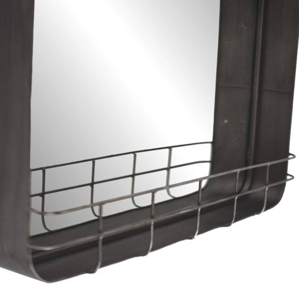 ~ Miroir étagère murale en métal gris 49 x 30 cm Chemin de campagne - Imagen 3