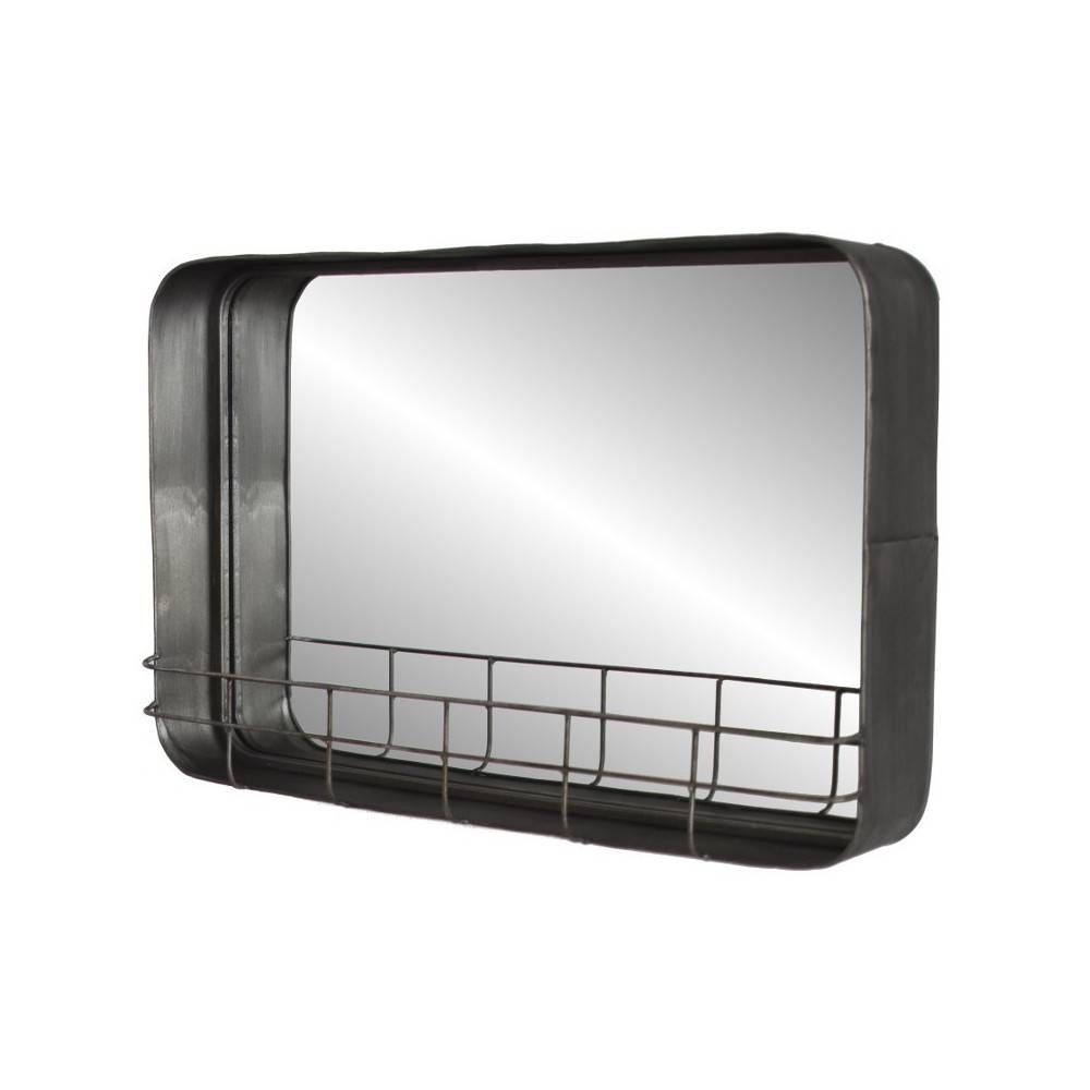 ~ Miroir étagère murale en métal gris 49 x 30 cm Chemin de campagne - Imagen 1
