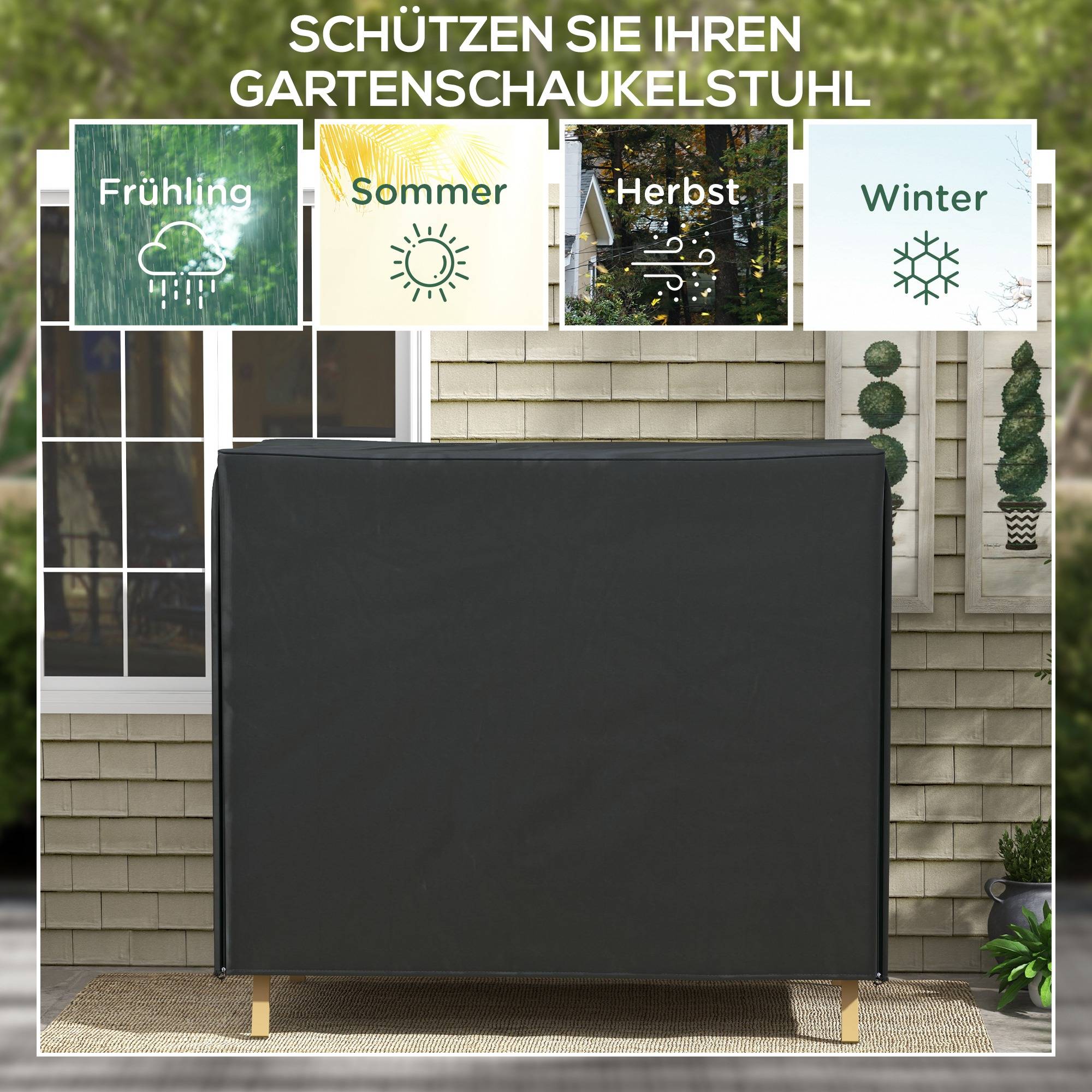 Housse de Protection Balancelle Oxford Jardin Imperméable 220x125x172cm Noir - ComfortXL Outdoor Living - Image 6