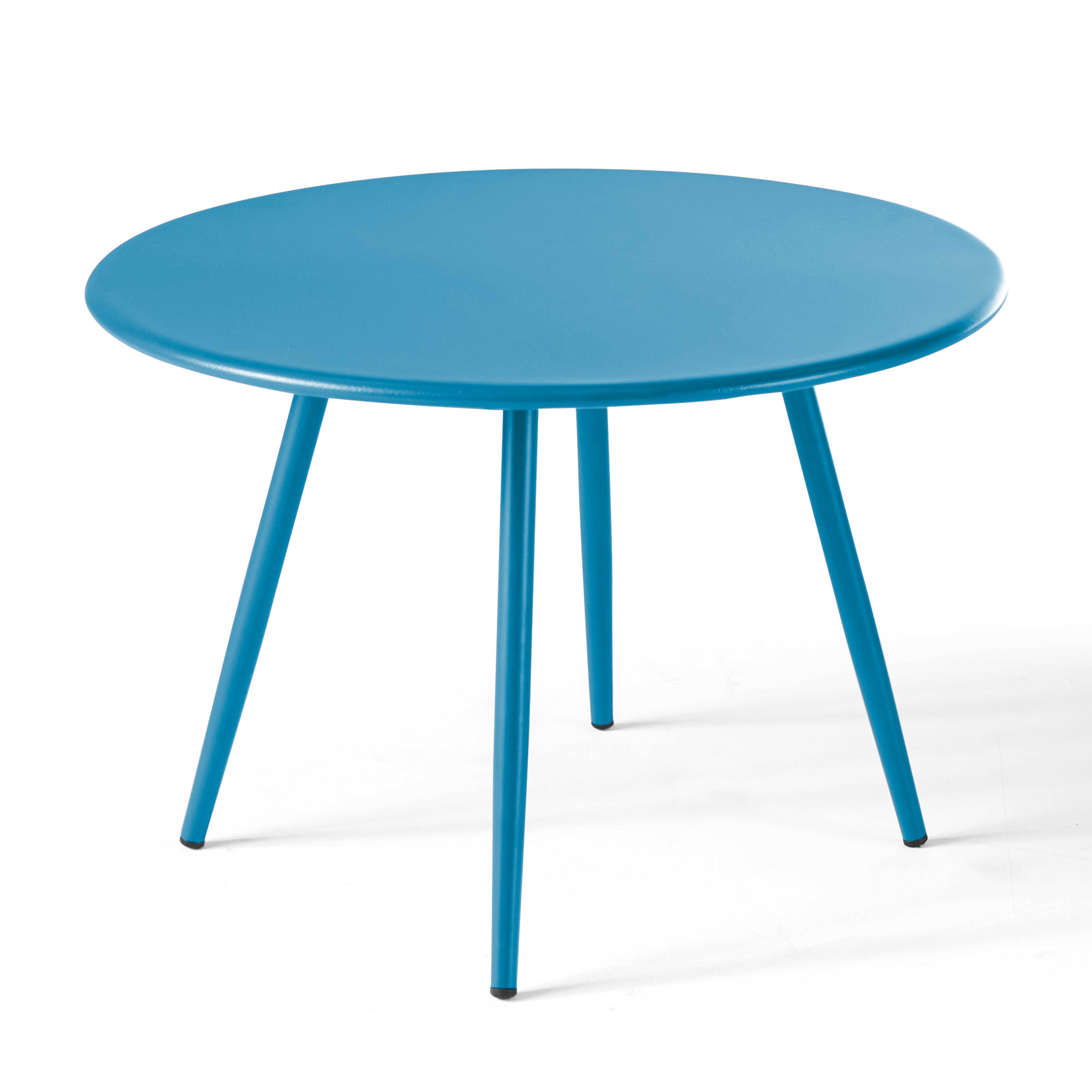 Oviala - Lot de 2 tables basses de jardin en acier bleu pacific Palavas - Oviala - Imagen 4