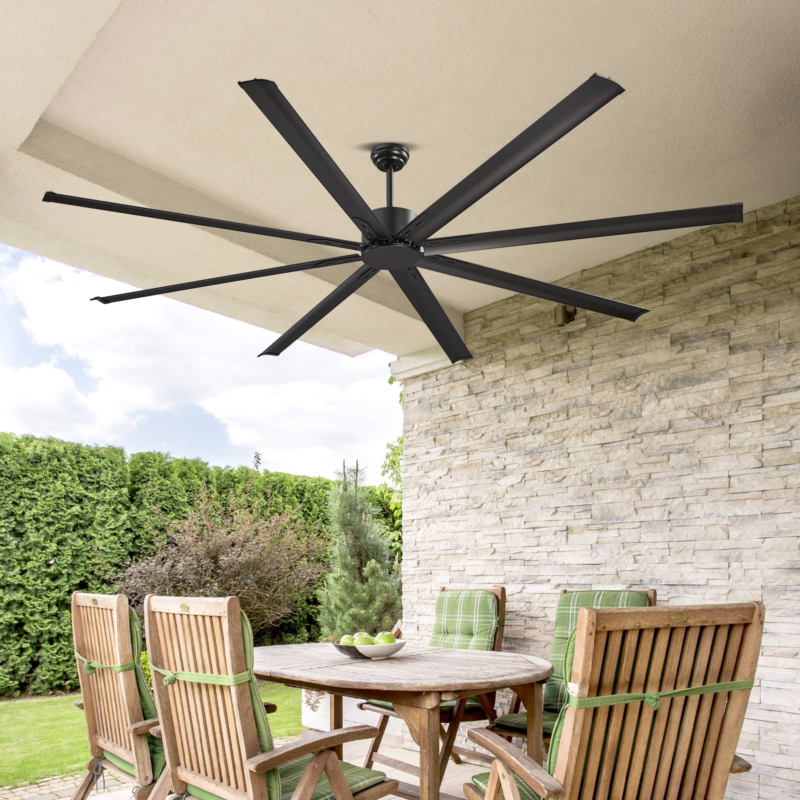 VEVOR Ventilateur plafond sans lumière 243 cm, 8 pales alu, télécommande. Moteur CC, noir. - Image 8