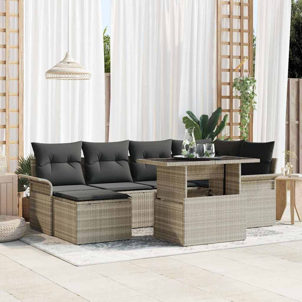 ComfortXL - Salon de jardin modulable 7 pcs avec repose-pieds pour 6 personnes Gris clair – ComfortXL Outdoor Living - Image 1
