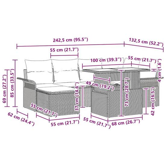 ComfortXL - Salon de jardin modulable 7 pcs avec repose-pieds pour 6 personnes Gris clair – ComfortXL Outdoor Living - Image 4