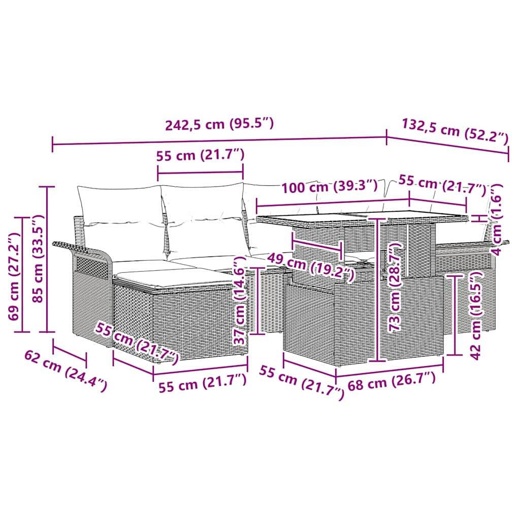 ComfortXL - Salon de jardin modulable 7 pcs avec repose-pieds pour 6 personnes Gris clair – ComfortXL Outdoor Living - Image 4