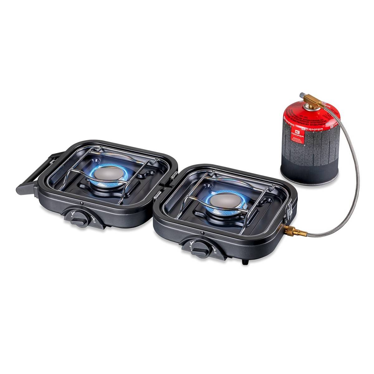 Réchaud gaz 2 feux 4600W pliable + 2 Cartouches de gaz KEMPER - Imagen 6