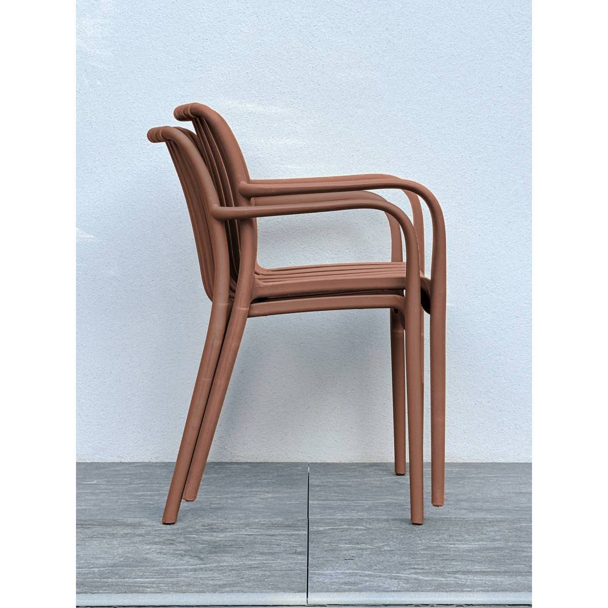 Fauteuil de jardin empilable en Polypropylène - Terracotta - TIAGO - Image 6