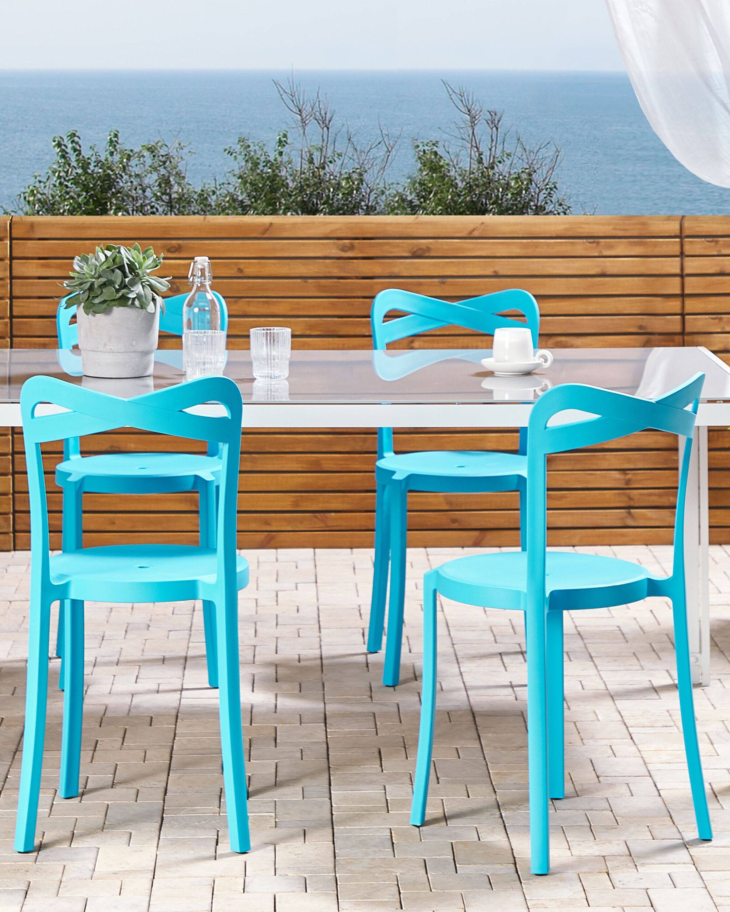 Beliani - Lot de 4 Chaises de Salle à Manger Design en Plastique Bleu Turquoise Empilables pour Intérieur et Extérieur au Style Moderne et Scandianave Beliani - Imagen 2
