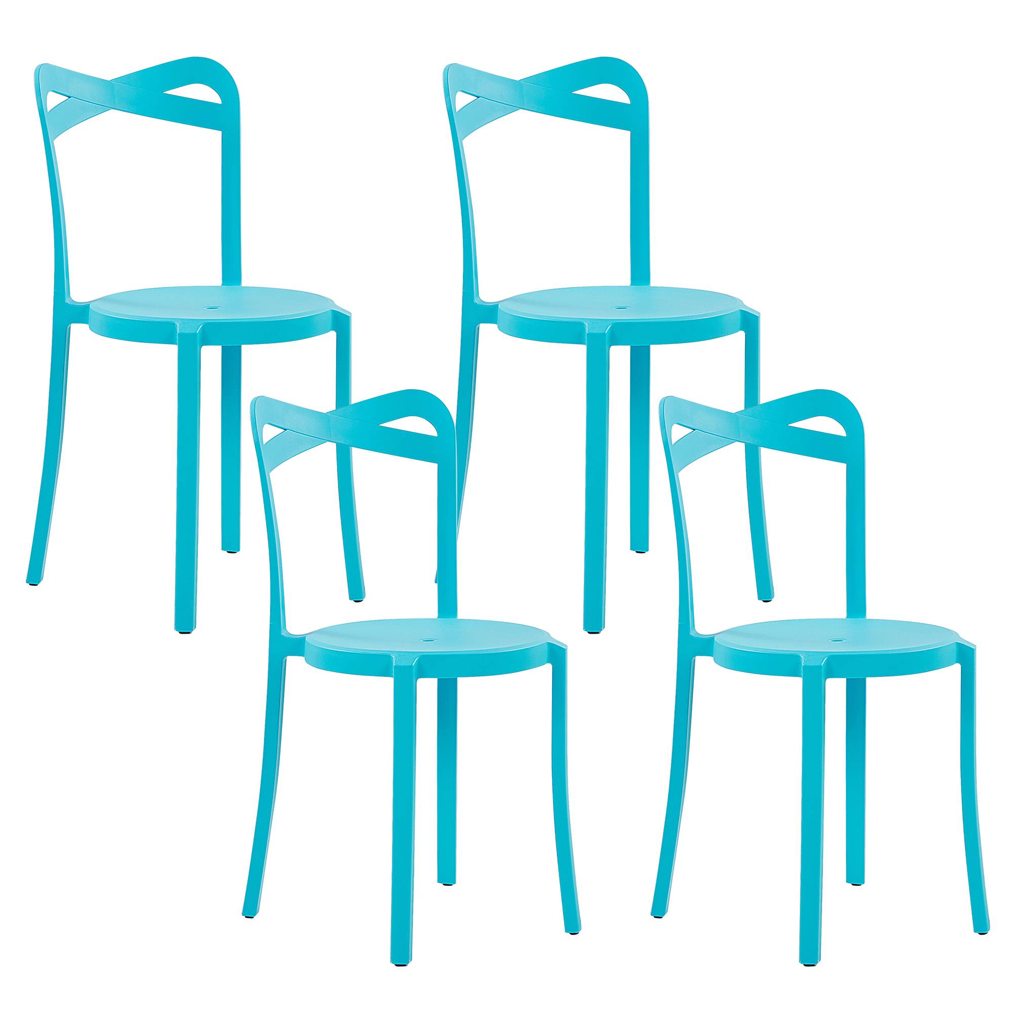 Beliani - Lot de 4 Chaises de Salle à Manger Design en Plastique Bleu Turquoise Empilables pour Intérieur et Extérieur au Style Moderne et Scandianave Beliani - Imagen 1
