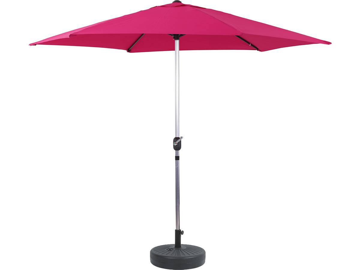 Parasol Jardin Droit Alu "sol" - Rond - ø 3m - Rose - Avec Pied à Lester -habitat Et Jardin - Image 1