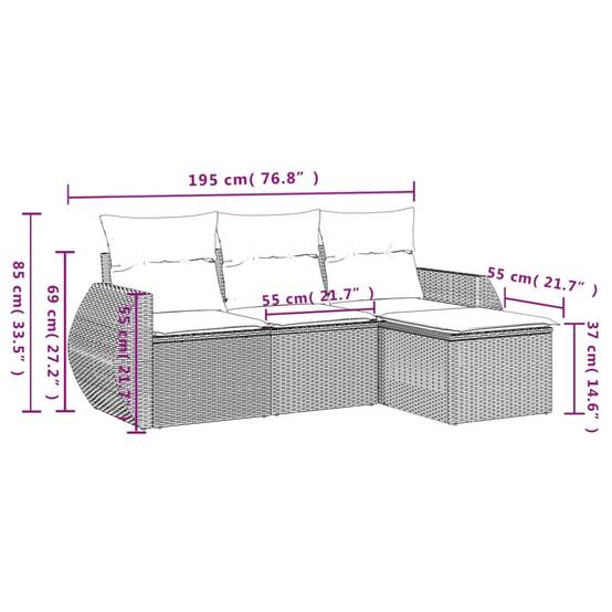 Salon de jardin 4p résine tressée modulable rangement pouf gris clair – ComfortXL Outdoor Living - Image 3