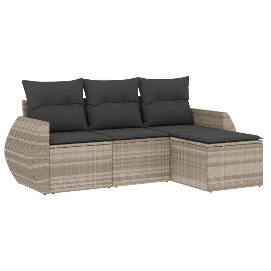 Salon de jardin 4p résine tressée modulable rangement pouf gris clair – ComfortXL Outdoor Living - Image 2