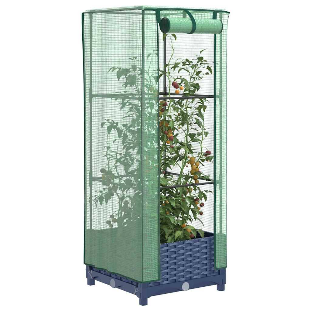 ComfortXL - Carré potager surélevé avec serre aspect rotin pour balcon terrasse Gris 40x40cm – ComfortXL Outdoor Living - Image 1
