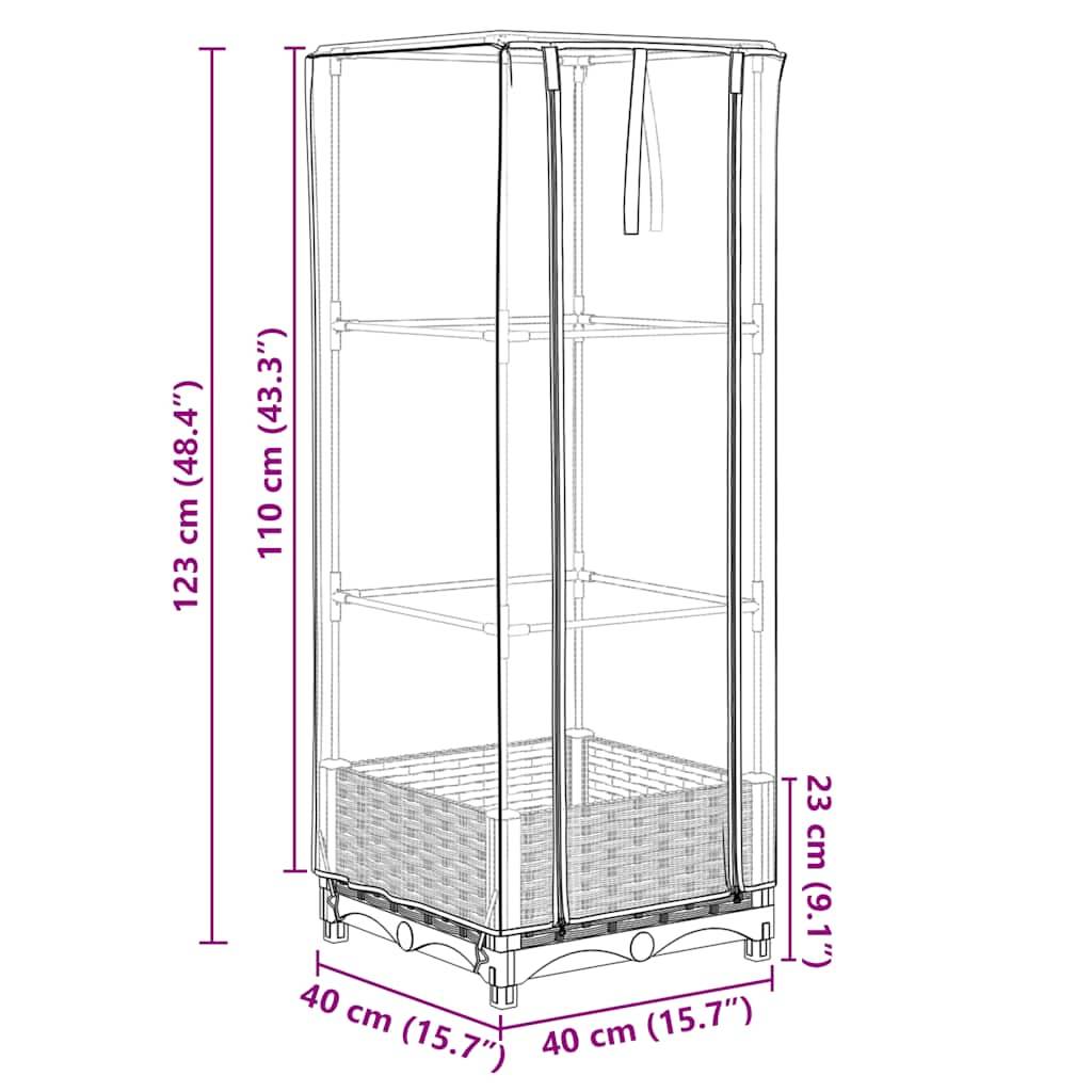ComfortXL - Carré potager surélevé avec serre aspect rotin pour balcon terrasse Gris 40x40cm – ComfortXL Outdoor Living - Image 9