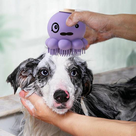 Brosse toilettage chien - Pieuvre, épilation & massage (Violet) DtopbuyAge - Image 2