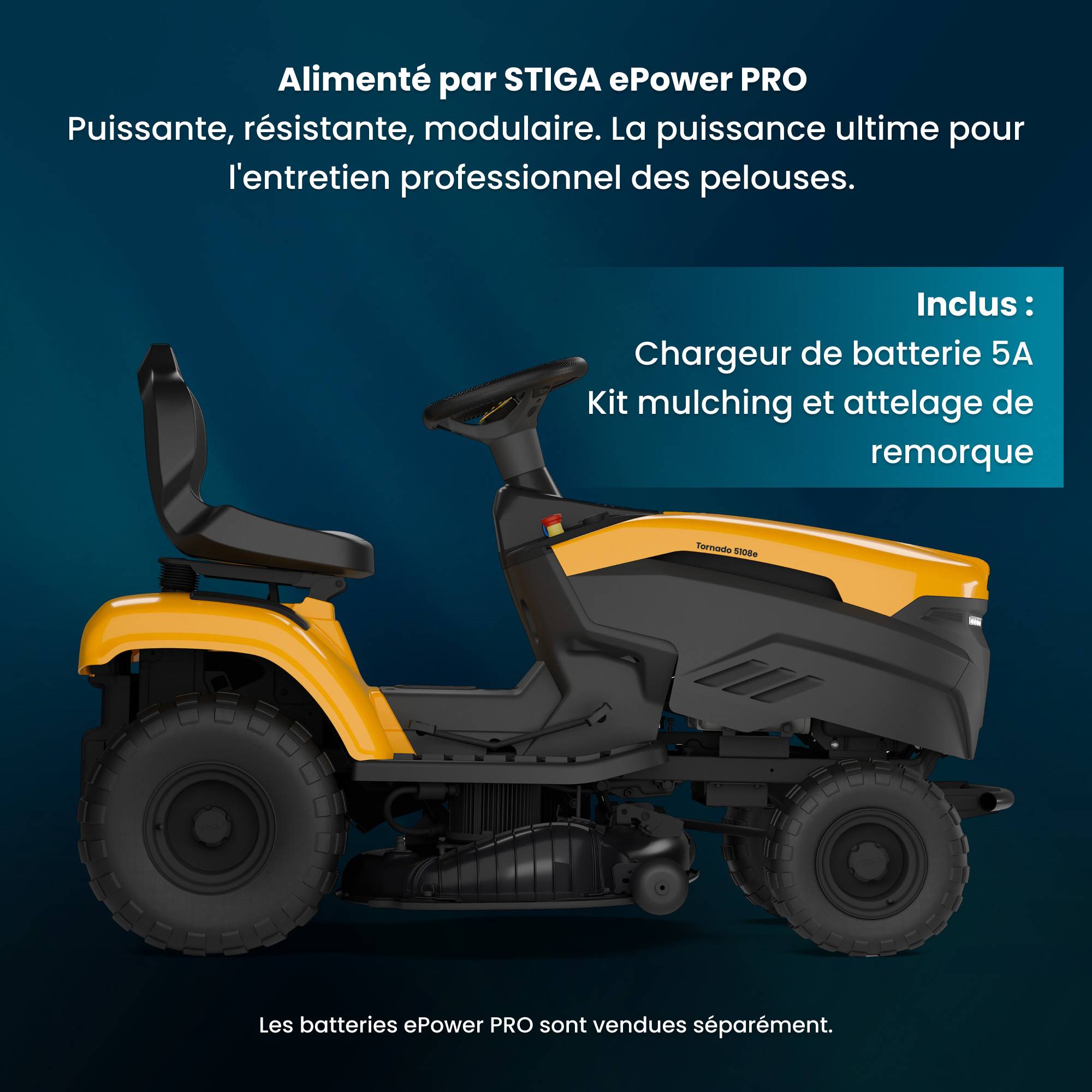 Stiga - Tracteur de pelouse électrique Tornado 5108e, 56 V, Largeur 108 cm, Tableau de bord numérique et connectivité STIGA.GO - STIGA - Image 4