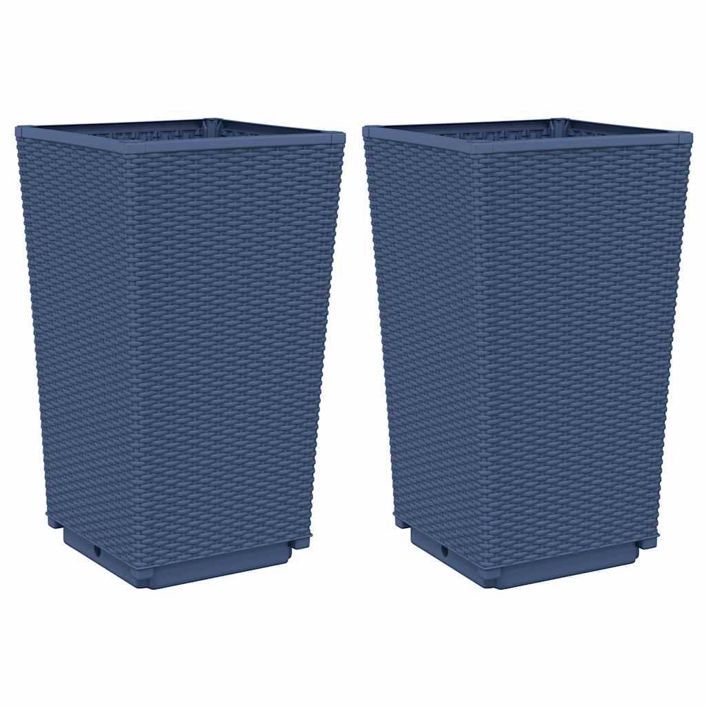 Jardinières 2 pcs polypropylène bleu gris 32,5 x 32,5 x 57 cm - PANGIVO - Image 2