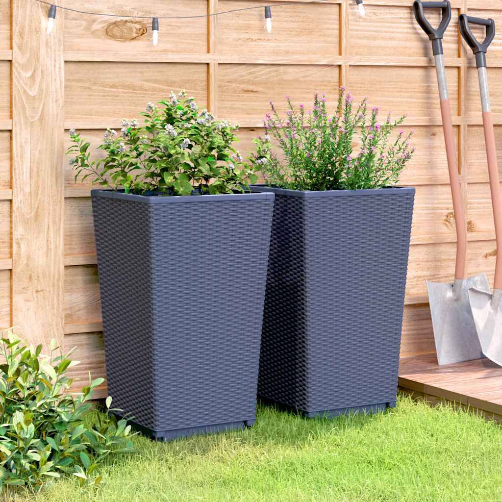 Jardinières 2 pcs polypropylène bleu gris 32,5 x 32,5 x 57 cm - PANGIVO - Image 3