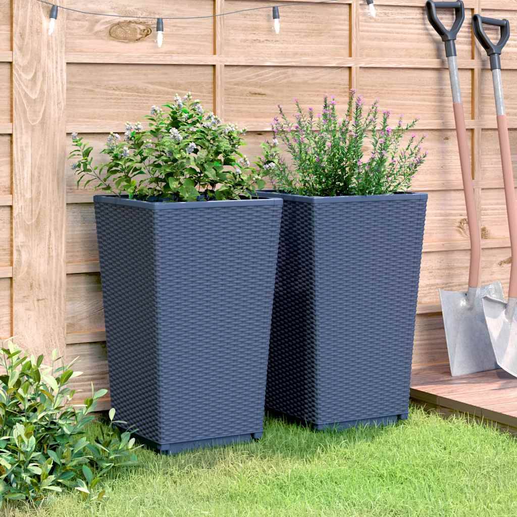 Jardinières 2 pcs polypropylène bleu gris 32,5 x 32,5 x 57 cm - PANGIVO - Image 4