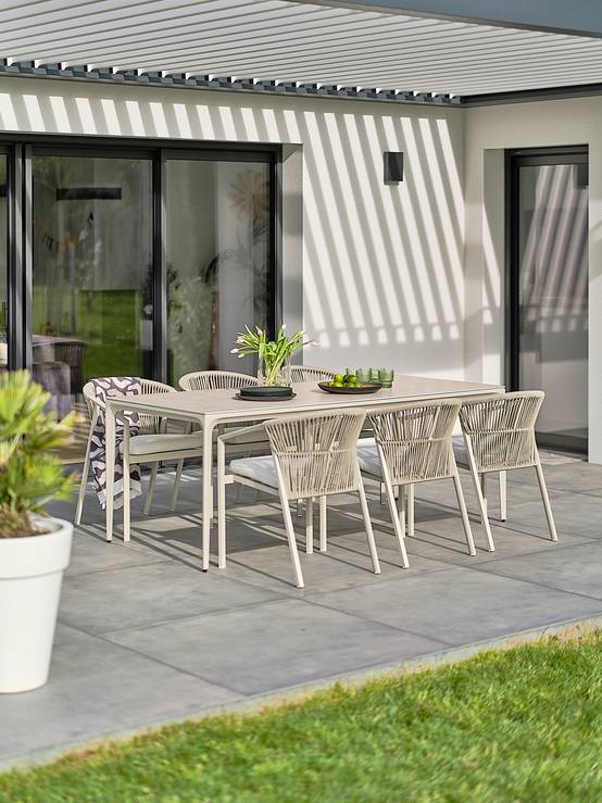 Ensemble repas de jardin TIGUA 6 places avec plateau en céramique sur verre - GREGE - REMARQUABLE - Image 2
