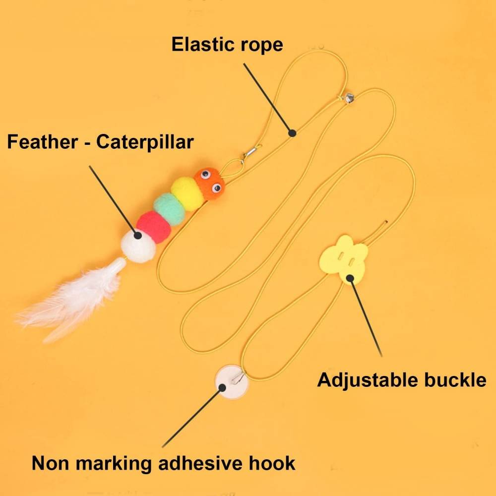 Jouets pour chats-Jouet suspendu pour chat 3-en-1 avec plumes et cataire - Living123 - Image 2