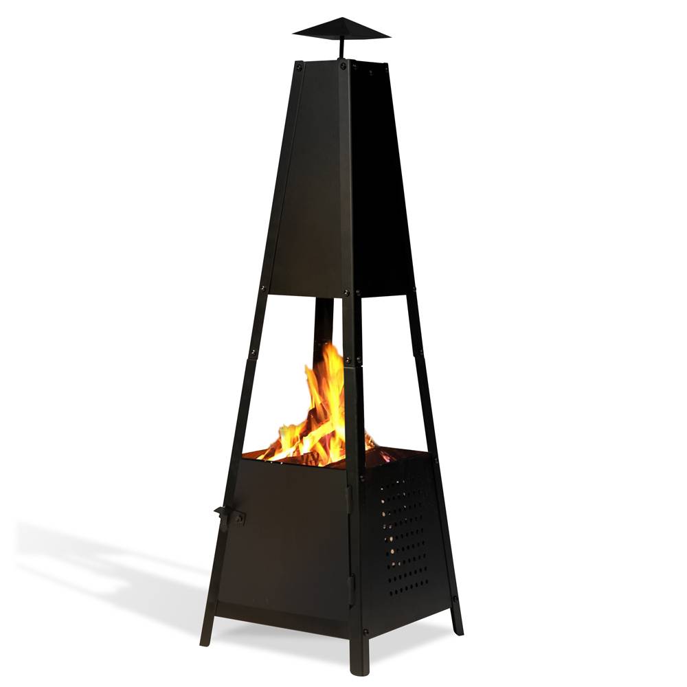 Terre Jardin - Brasero de jardin  100 x 30 x 30 cm - Cheminée Pyramide - Acier - Noir - TERRE JARDIN - Imagen 1